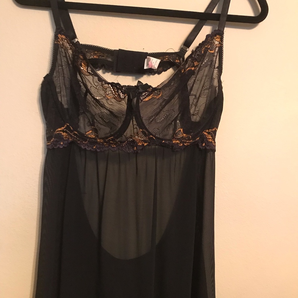 Black & Gold Sheer Lingerie Sz 2x